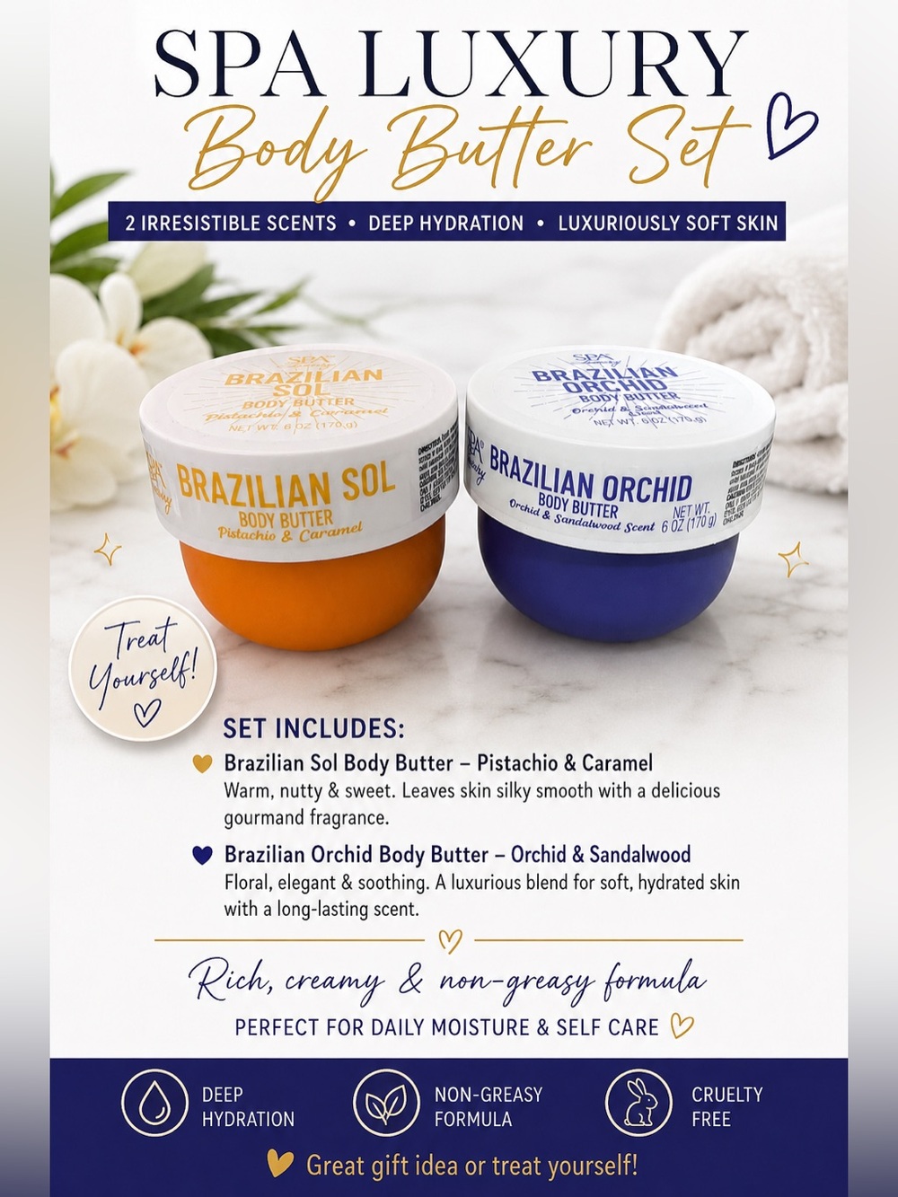 SPA Luxury Brazilian Body Butter Bundle | Brazilian Sol & Brazilian Orchid